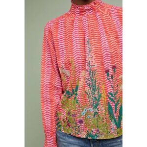 Blank London Anthropologie Womens Annona Blouse Floral Art to Wear Boho Small